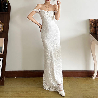 Fall Women Clothing Suspenders Maxi Dress High Waist Sexy Slim Solid Color Dress