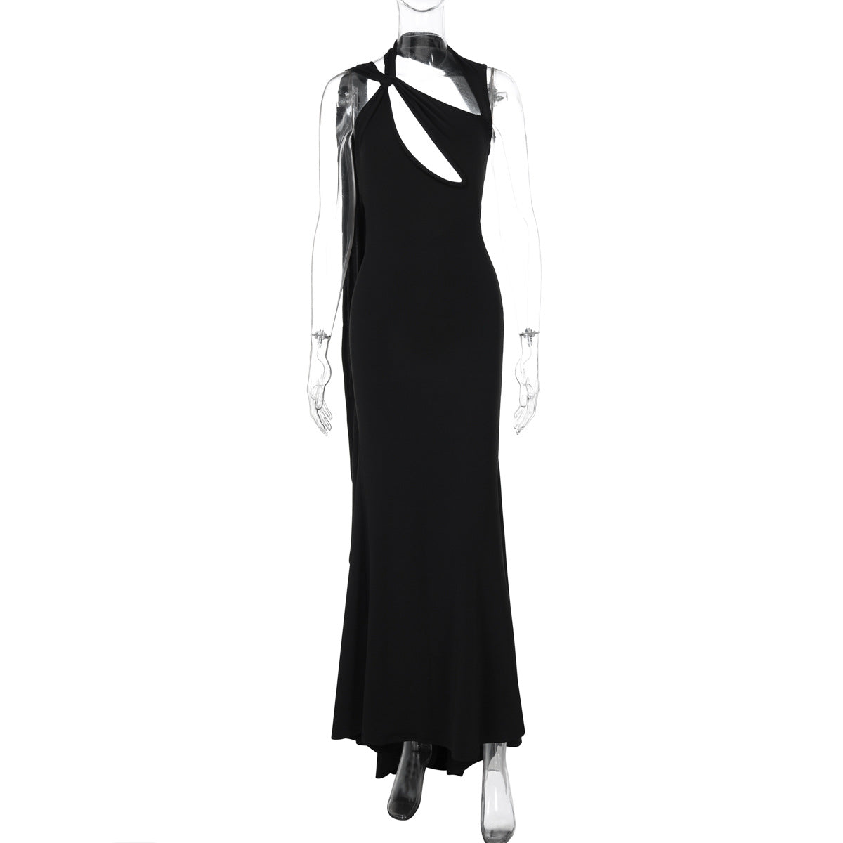 Vestido sexy de otoño-invierno con escote tipo vendaje, sin mangas y color liso, el más vendido en ropa de mujer.
