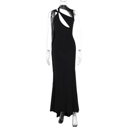 Vestido sexy de otoño-invierno con escote tipo vendaje, sin mangas y color liso, el más vendido en ropa de mujer.