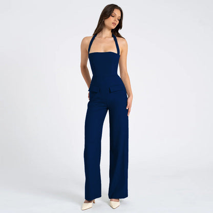 Mono sexy de otoño para mujer, informal, adelgazante, con cuello halter
