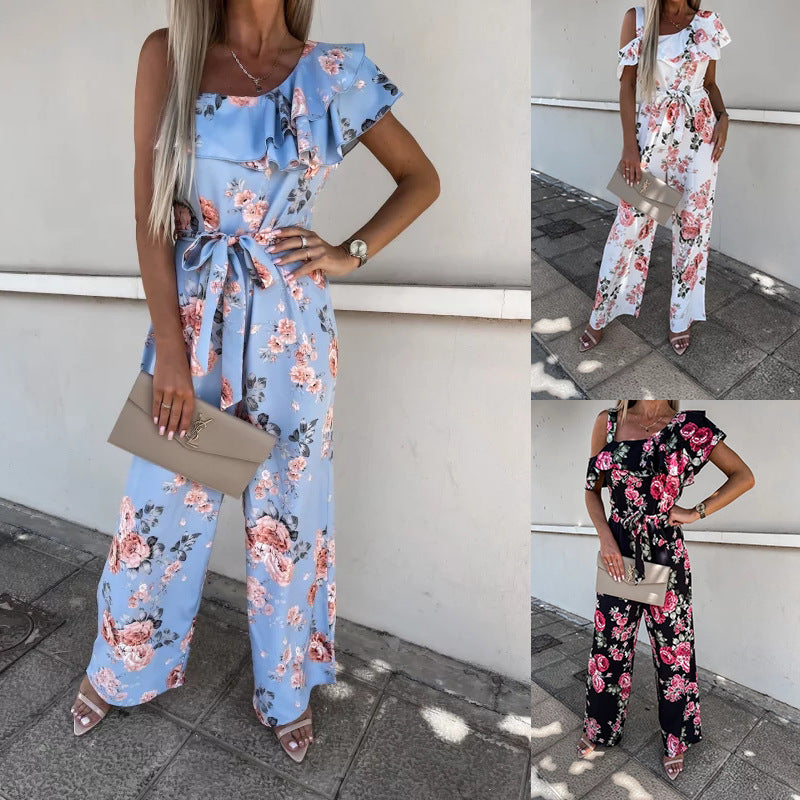 Mono holgado de verano con cordones y estampado