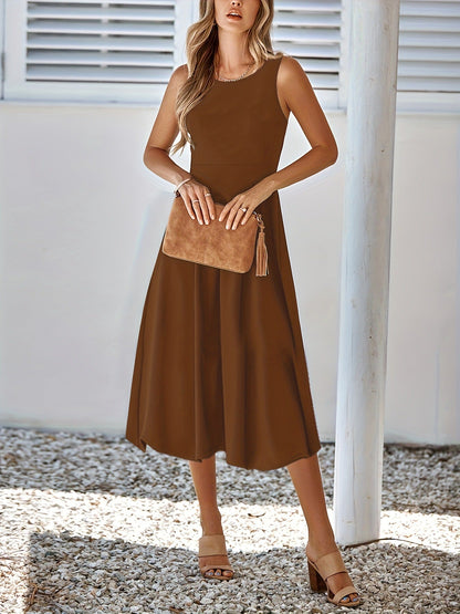 Vestido sexy sin mangas de color sólido de corte entallado para mujer