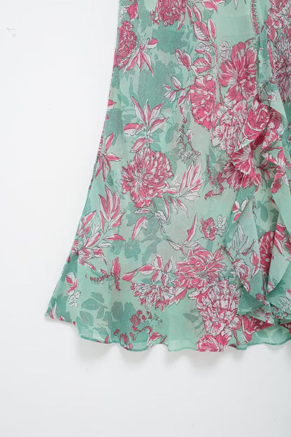 Vestido largo con tirantes finos y estampado floral Sabina 