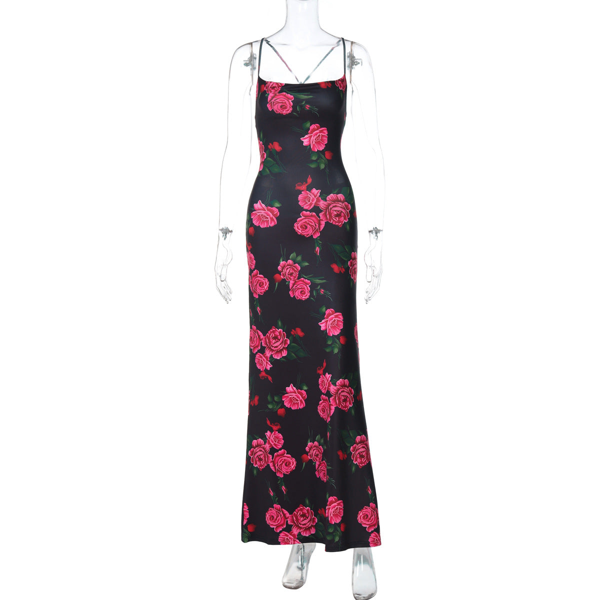 Vestido de primavera para mujer, elegante, con estampado floral, sexy, con espalda descubierta y lazo.