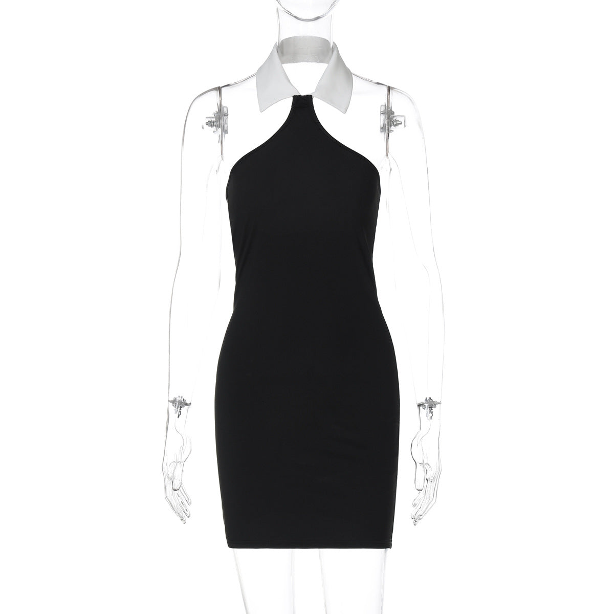 Vestido camisero de primavera para mujer, sexy, con cuello halter y espalda descubierta, ajustado y ajustado.