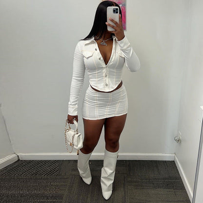Conjunto de dos piezas de falda corta y mono de verano, ropa informal sexy para mujer
