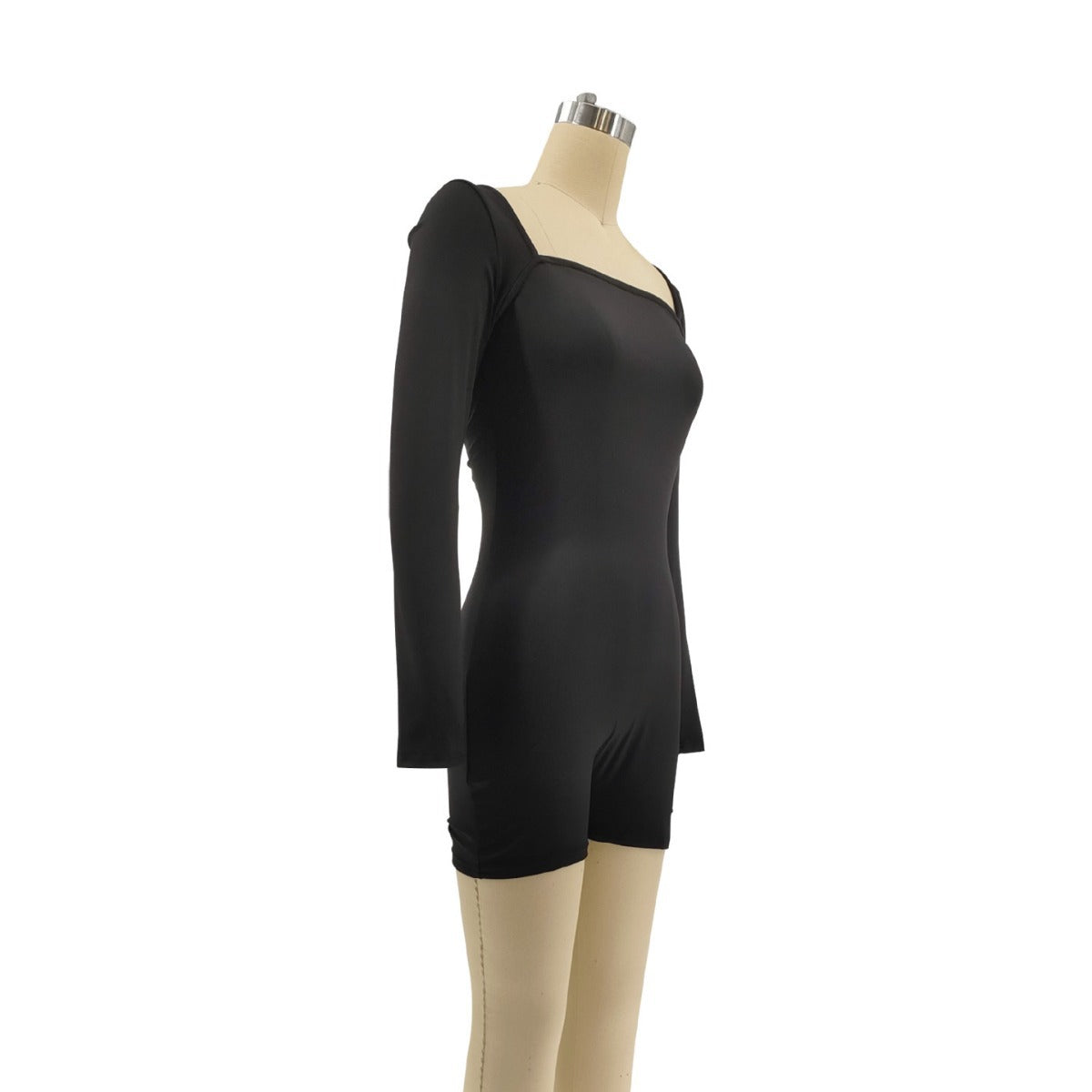 Ropa de mujer Vestido negro puro Mono de mujer Grueso