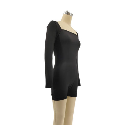 Ropa de mujer Vestido negro puro Mono de mujer Grueso