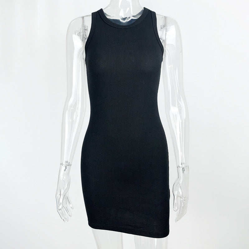 Vestido de verano para mujer, sin mangas, sexy, ajustado, sencillo y a la cadera