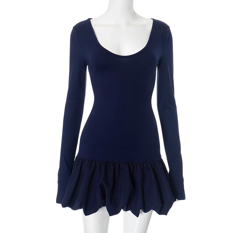 Ropa de mujer Tendencia Elegante Encantador Manga Larga Cuello en V Corto Abullonado
