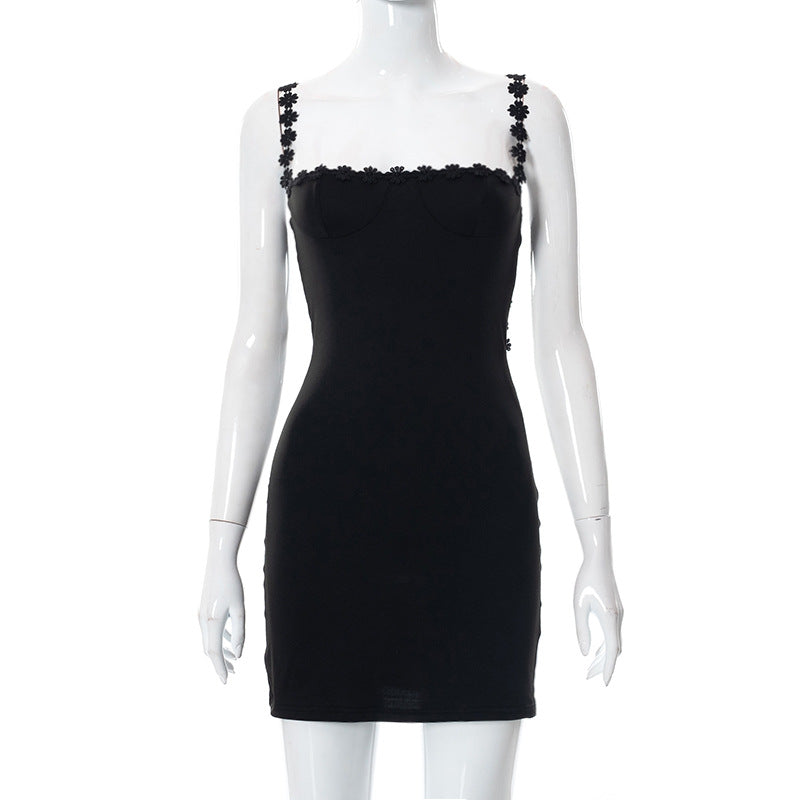 Vestido ajustado de encaje con tirantes para mujer, primavera y verano