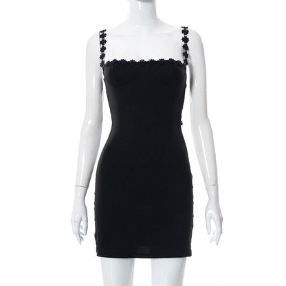 Vestido ajustado de encaje con tirantes para mujer, primavera y verano