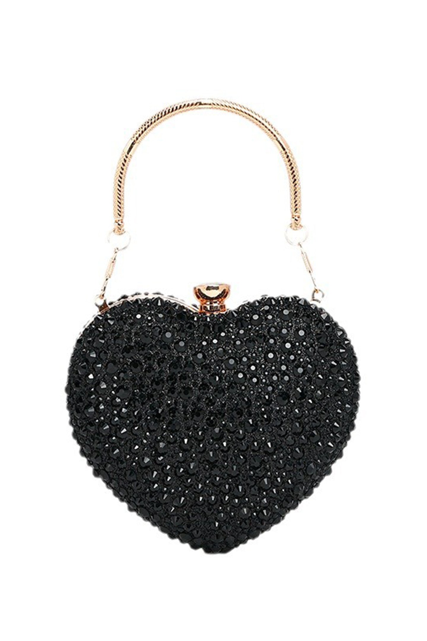 Cartera de mano con diamantes de imitación en forma de corazón 