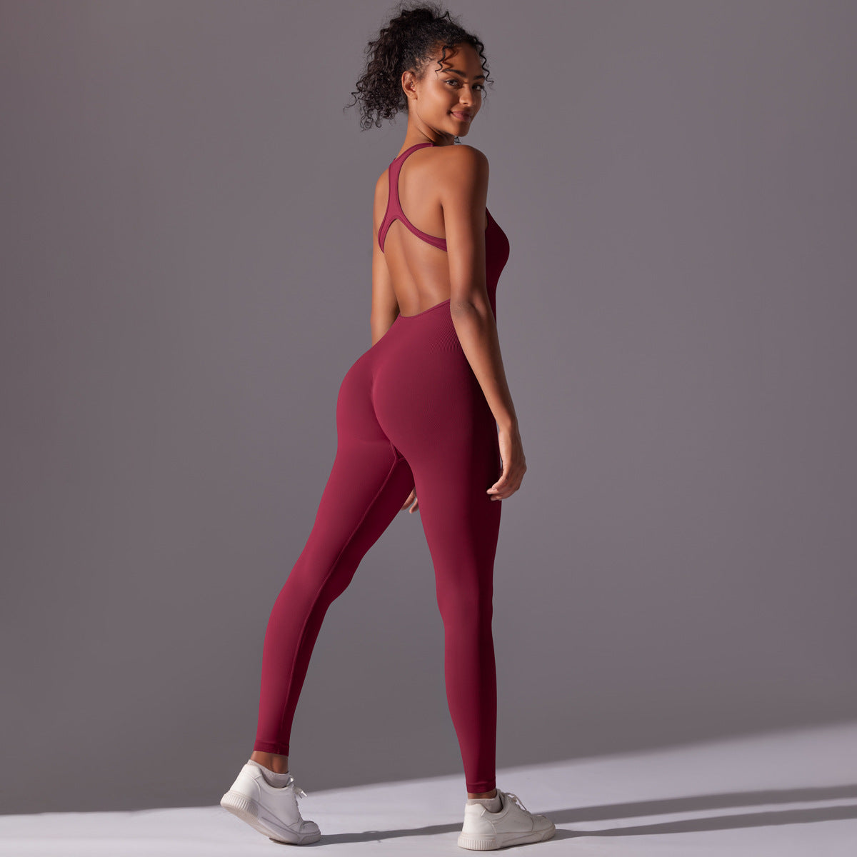 Spring Gym Seamless Shaping Yoga Jumpsuit Integrated Belly Contracting Close Fitting Sports Back Shaping One Piece