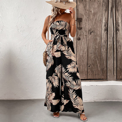 Mono de verano con top de tubo estampado para mujer