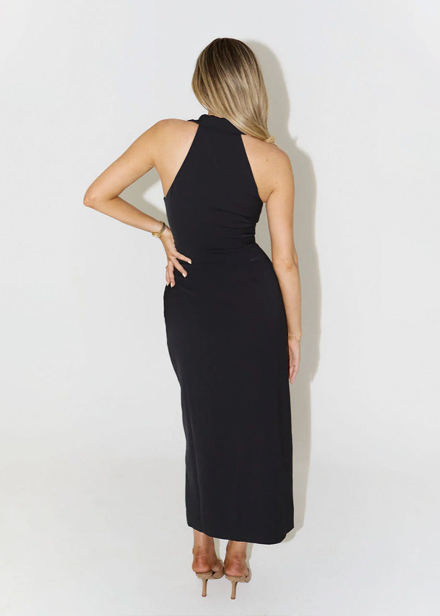 Seabreeze Collar - Halter Button-Down Midi Dress