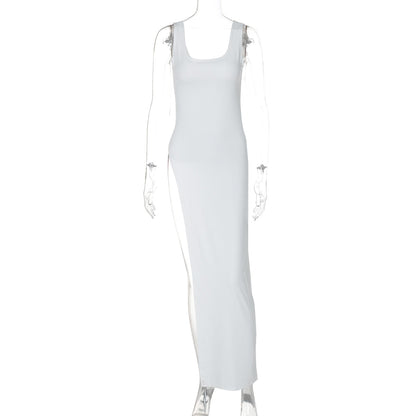 Vestido ajustado con tirantes y abertura en los hombros para mujer, estilo tiro callejero de verano