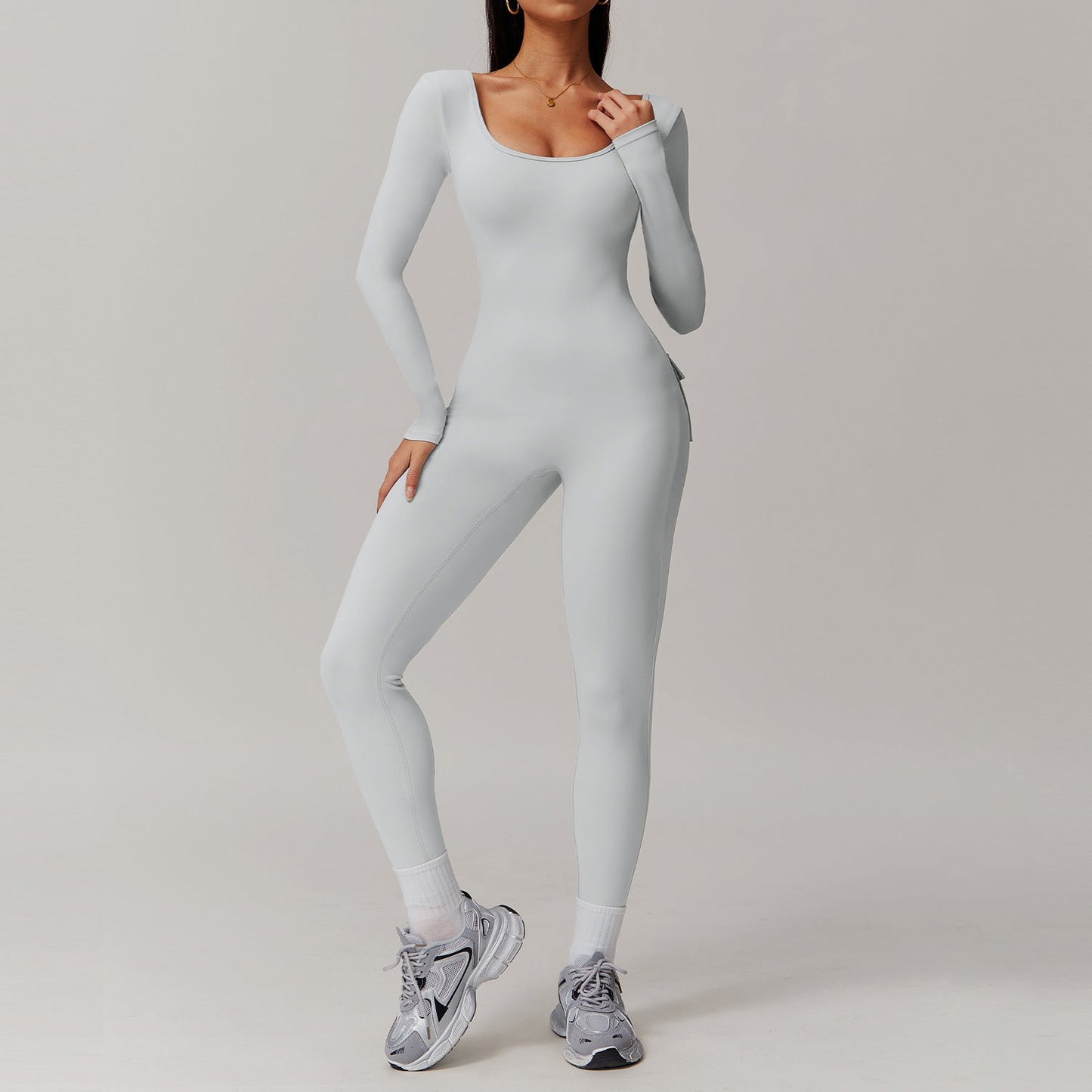 Mono de yoga de manga larga con efecto nude y espalda descubierta, ajustado, para correr, fitness y deportes, mallas de una pieza