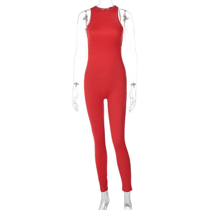 Mono deportivo de yoga con hebilla de metal y espalda descubierta para mujer, ropa de primavera, color sólido