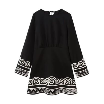 Vestido suelto de manga larga con estampado floral para mujer, ropa de otoño