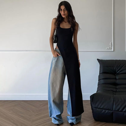 Vestido ajustado con tirantes y abertura en los hombros para mujer, estilo tiro callejero de verano
