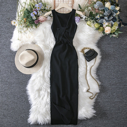 Vestido de punto reversible, ahuecado, sexy, de verano, con escote pronunciado y efecto favorecedor para mujer