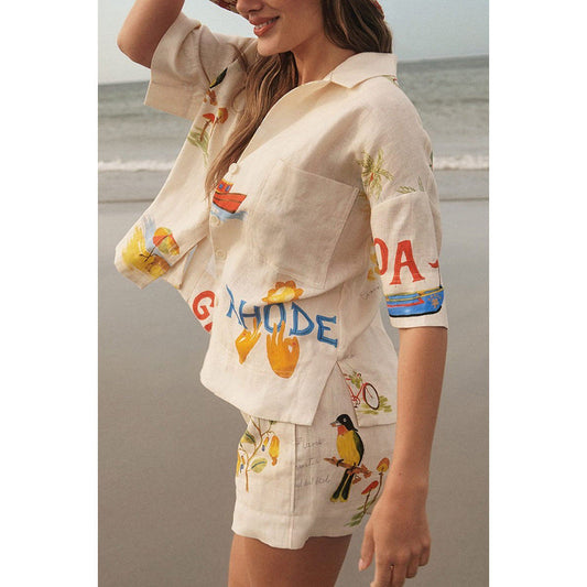Conjunto de dos piezas informal con bolsillos sueltos y mangas murciélago para mujer, para vacaciones de primavera y verano