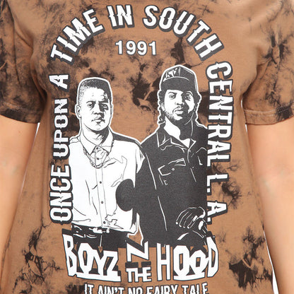 Camiseta deportiva informal de manga corta con estampado teñido anudado y lavado mineral para mujer