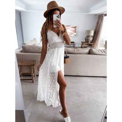 Mono informal sexy con tirantes y costuras para casa, para vacaciones, con aberturas