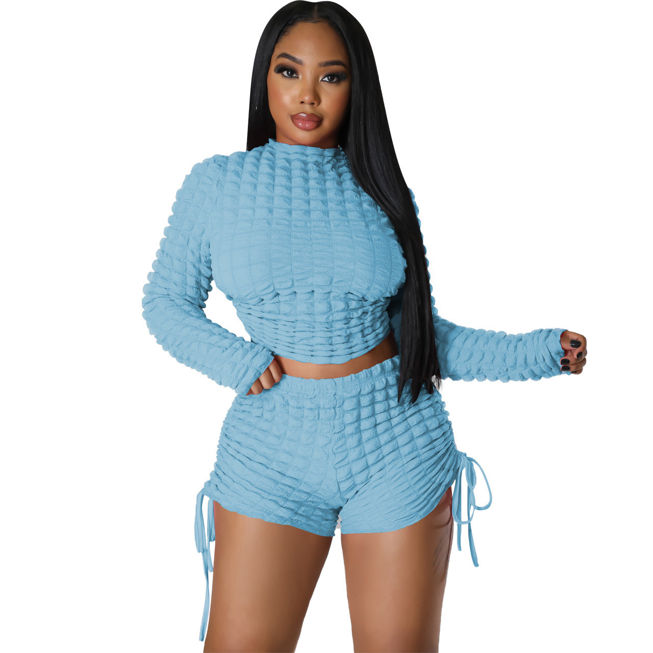 Conjunto de dos piezas con espalda descubierta y estampado de palomitas de maíz sexy para mujer