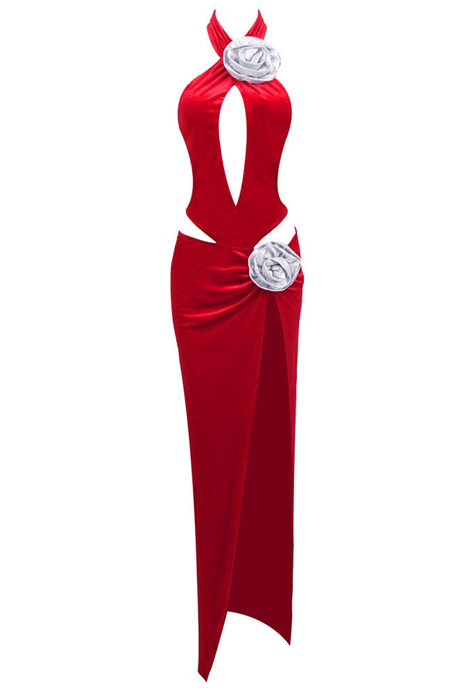 Clara Diamante Rose Velvet Dress Set