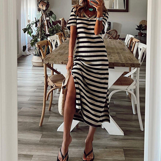 Summer Best Women Clothes Slit Loose Printed Dress