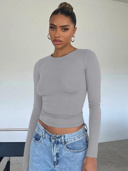 Camiseta de manga larga informal ajustada Y2g, transpirable, para uso exterior, que absorbe la humedad