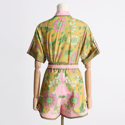 Traje de dos piezas para mujer, camiseta, pantalones cortos informales con diseño estampado único de verano