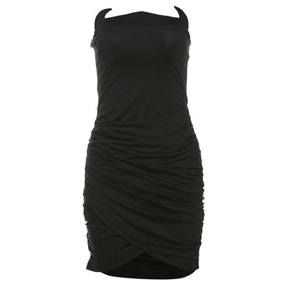 Vestido elegante de otoño e invierno para mujer, sexy, ajustado, plisado, con parte superior de tubo y cadera
