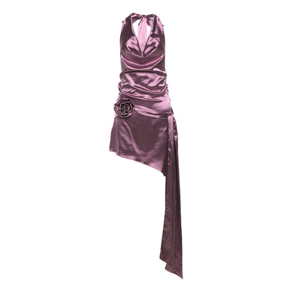 Vestido halter con cuello de pila francés de alta calidad para mujer de la serie de ropa de primavera temprana