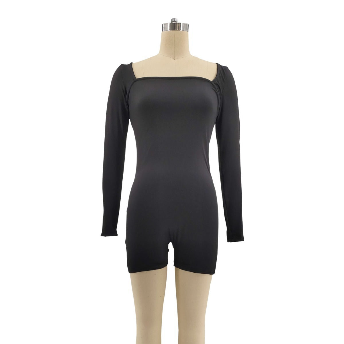 Ropa de mujer Vestido negro puro Mono de mujer Grueso