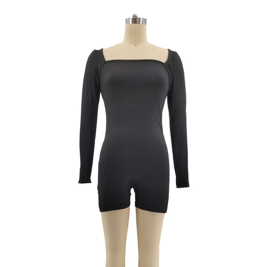 Women Clothing Pure Black Dress Women Jumpsuit Thick