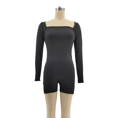 Ropa de mujer Vestido negro puro Mono de mujer Grueso