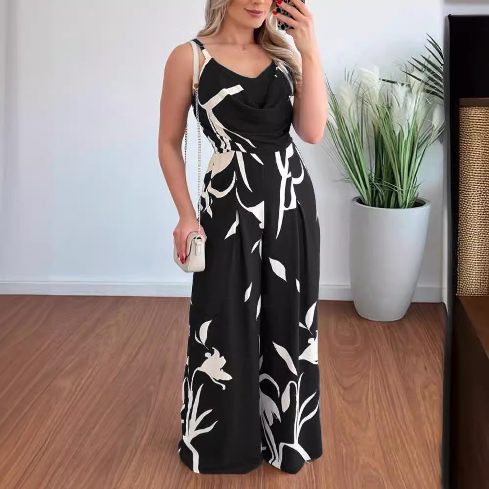 Mono de verano con tirantes y estampado para mujer