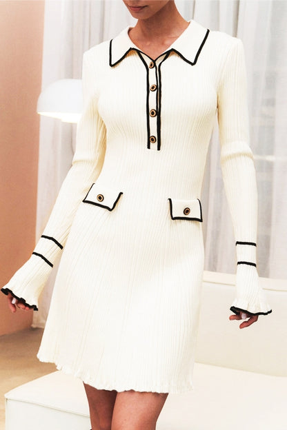 Vestido mini de punto con volantes en contraste Louise 