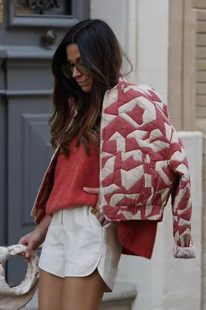 Pacino Patchwork Cropped Bomber Jacket