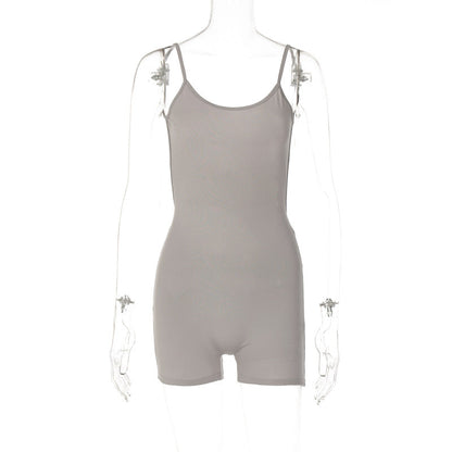 Women Clothing Spring Summer Sexy Slim Fit Backless Pleated Suspender Jumpsuit
