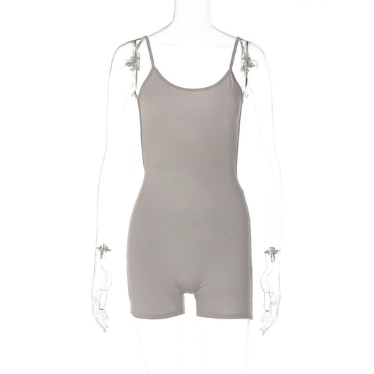 Mono de tirantes plisado sin espalda, ajustado y sexy para mujer, primavera y verano