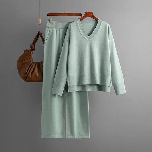 Conjunto de dos piezas formado por jersey y pantalón corto, para mujer, otoño e invierno