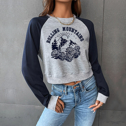 Sudadera con estampado gráfico de letras de manga larga para mujer de otoño