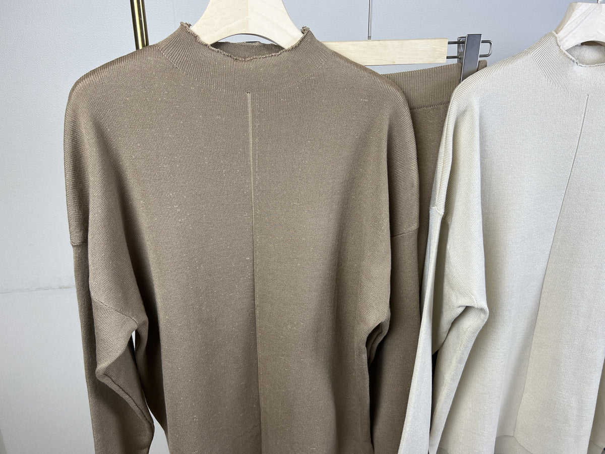 Conjuntos de suéter de manga larga populares de otoño e invierno, pantalones de punto de dos piezas, ropa para mujer