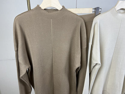Conjuntos de suéter de manga larga populares de otoño e invierno, pantalones de punto de dos piezas, ropa para mujer