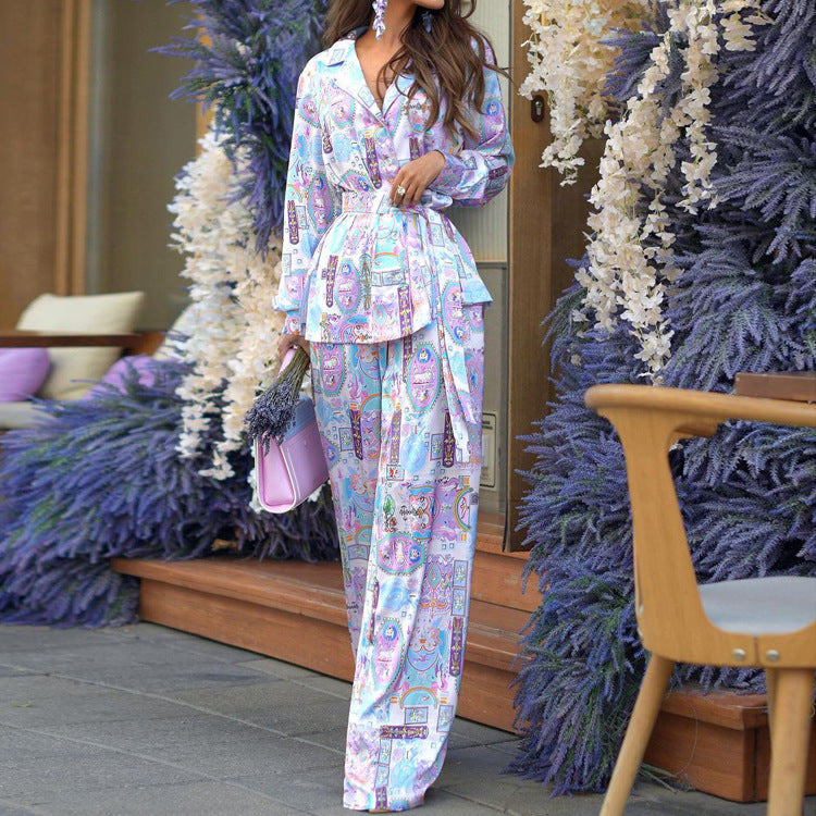 Pijama estampado de diseño de interés especial para mujer, primavera otoño, manga larga, se puede usar como ropa de abrigo, conjunto de ropa para estar en casa.