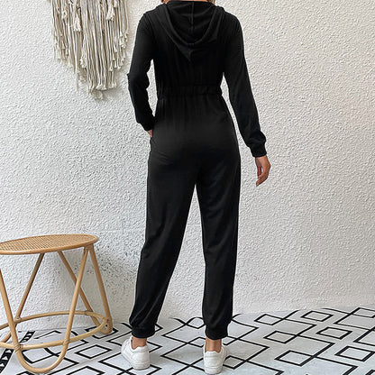Mono deportivo informal con capucha y cremallera de manga larga para mujer, ropa de otoño e invierno
